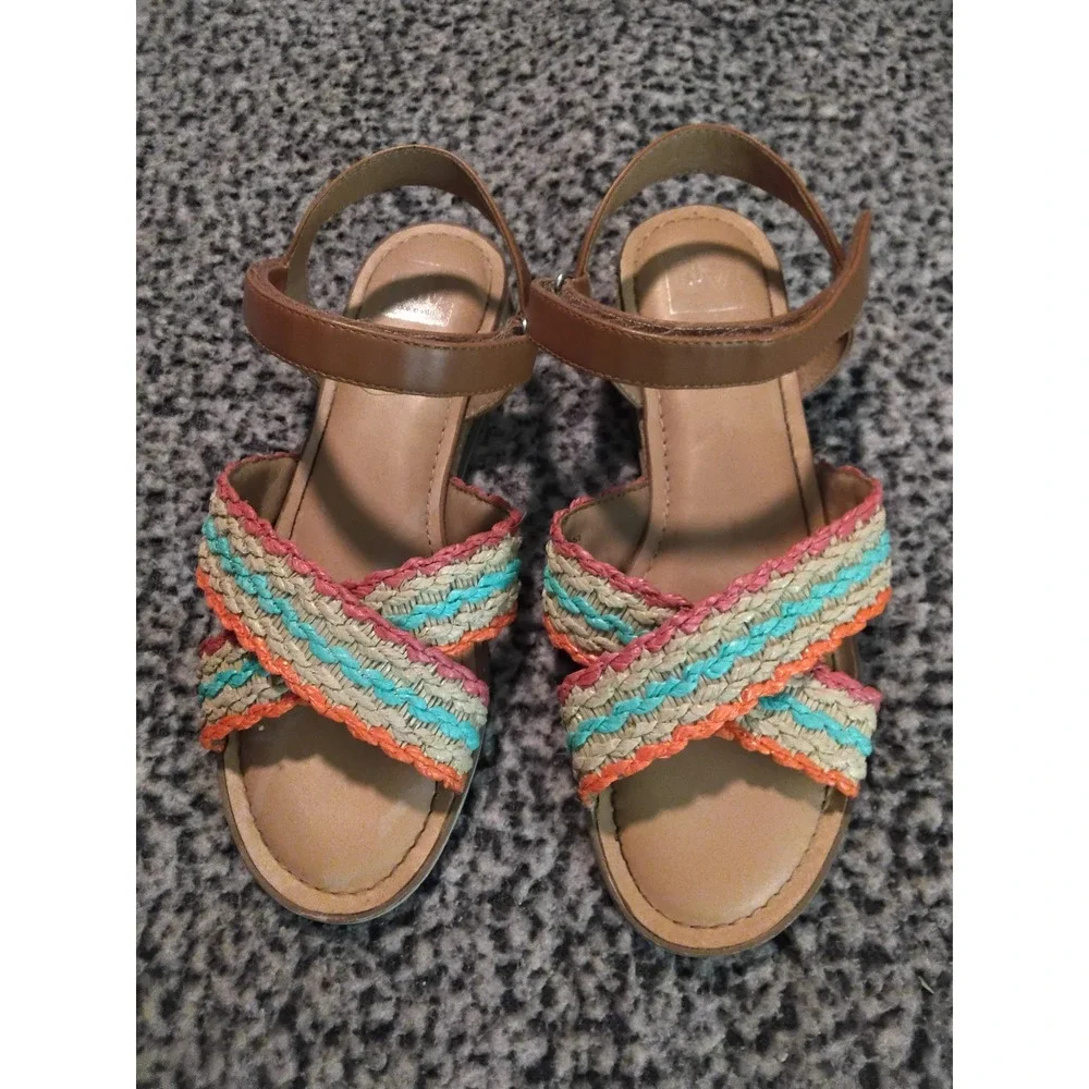 DV Dolce Vita Deborah‎ Girls Multi Color Braided Wedge Sandals Size 5 SF3409